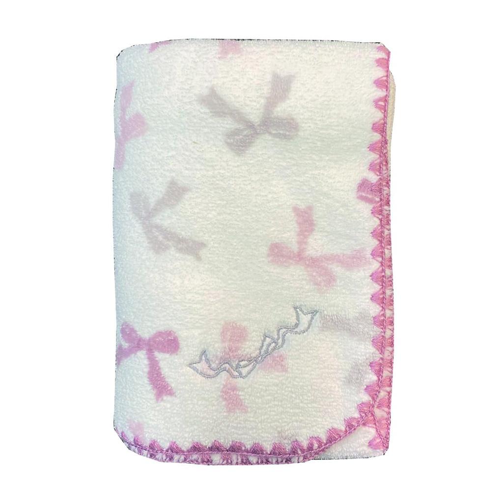 Marushin Pink Ribbon Mini Bath Fleur 0715002800 Towel, Ribbon, Cute, Women's, Microfiber, Fluffy, Absorbent, Quick-Drying,