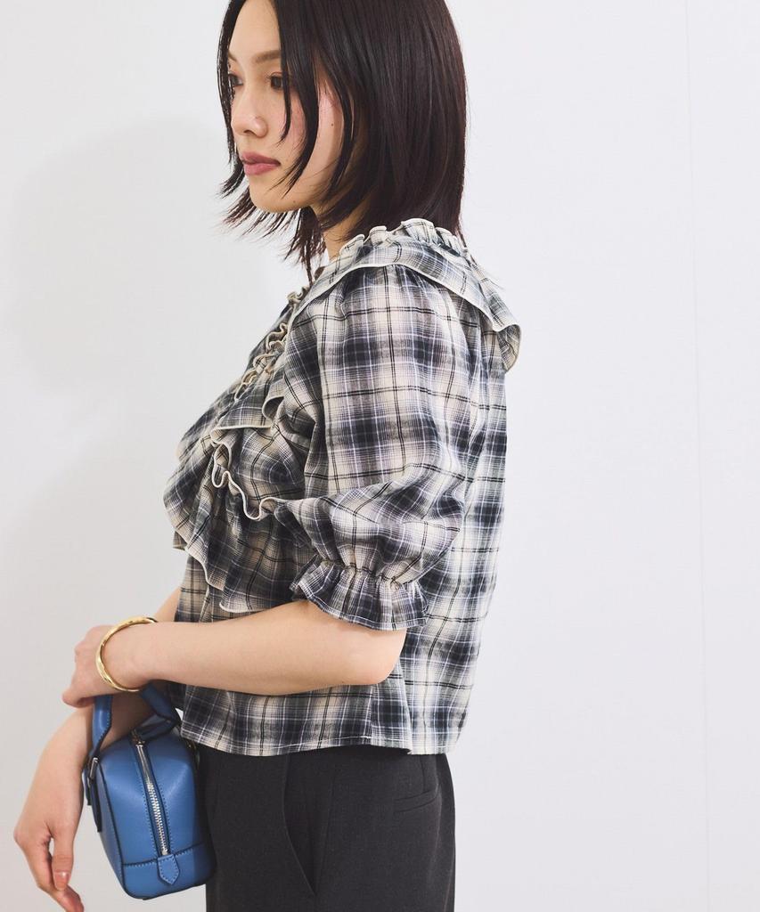 Blouse Frill Check Black [BIS] [2-Way] Blouse, Women's, (02)