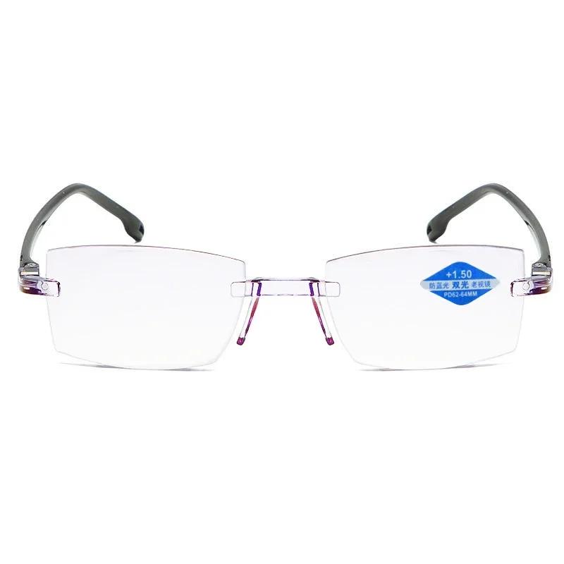 

New Frameless Edge Cutting Blue Light Presbyopia Glasses with Intelligent Zoom High-Definition Presbyopia Glasses For +100
