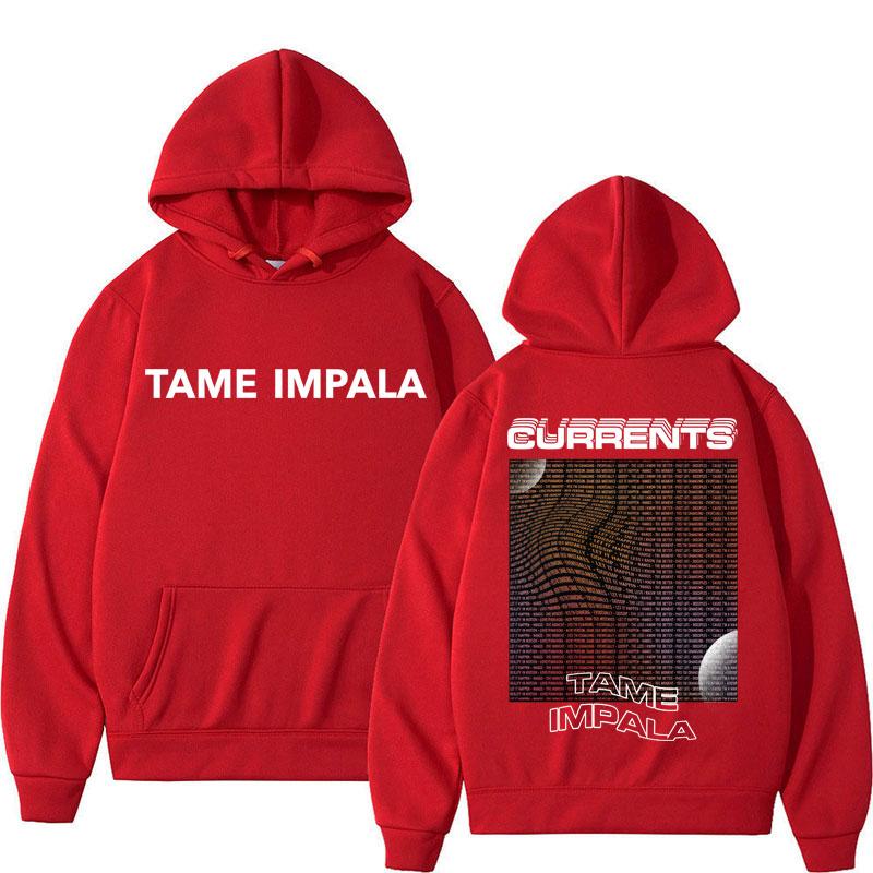 

Худи с графикой Tame Impala Currents Мужская Женская Мода Хип-Хоп Винтажный Свитшот Повседневный Оверсайз Поп Рок Музыка Длинный Рукав S красный