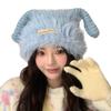 Plush Knitted Hat Autumn and Winter Korean Version Warm Ear Protection Cold Proof Woolen Hat Personalized Horn Big Head Cold Hat for Women