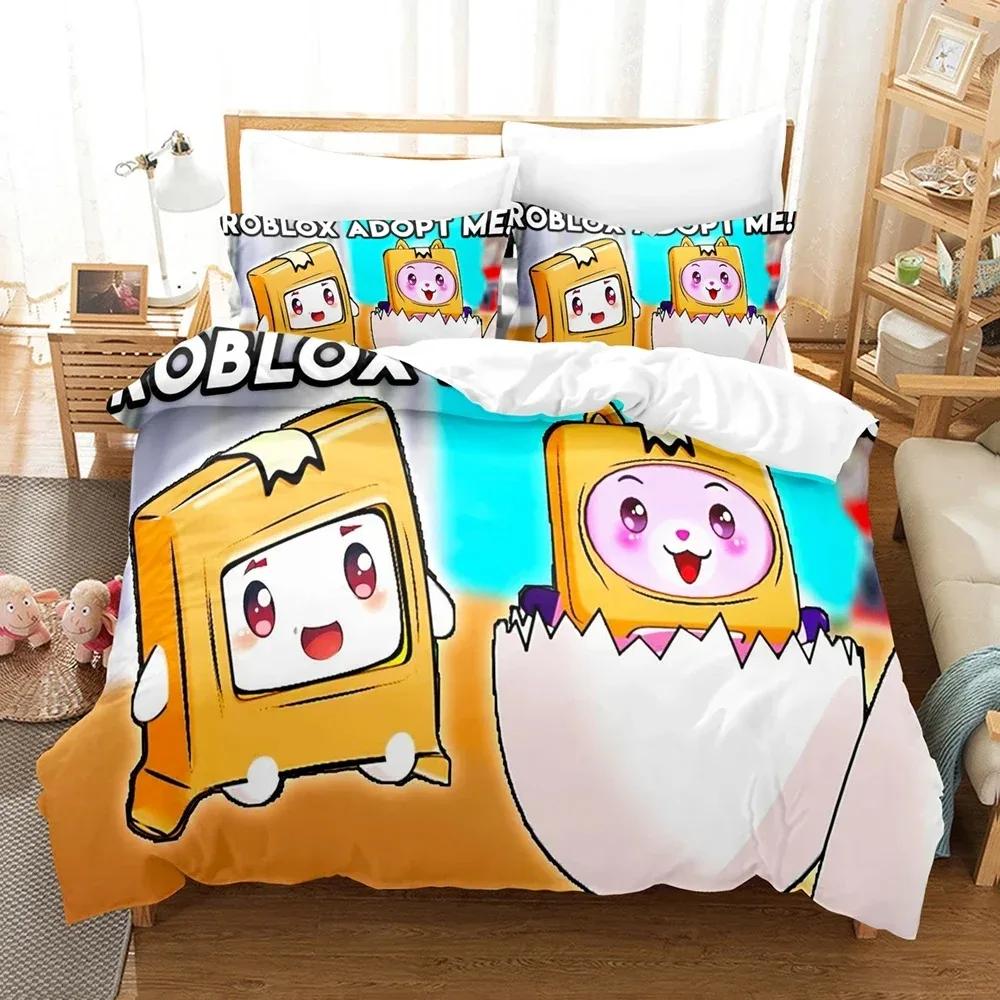 Lankybox Foxy Boxy Bedding Sets Single Twin Full Queen King Size Bed Linen Kids Girls Bedroom Decor Cartoon Duvet Cover Set Gift