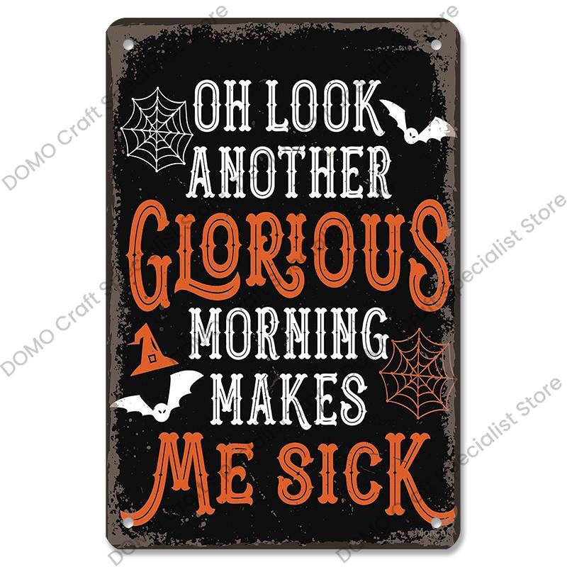 Happy Halloween Retro Poster Metal Plate Jack-O-Lantern Black Cat Witch Metal Tin Signs Vintage Halloween Party Living Room Home