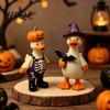 Unique Halloween Party Supplies 2Pcs Duck Figurine with Pumpkin/Witch Hat Design Resin Statue Healing Style Cartoon Ornaments Ornament Funny Animal