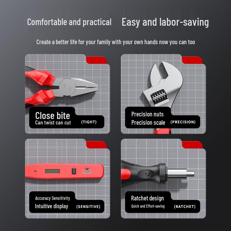 Multifunctional Household Toolbox Set for Home Repairs and Electricians
