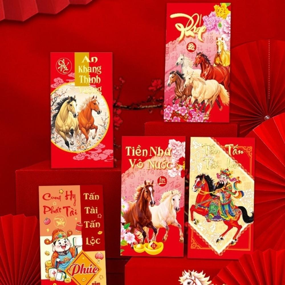 6pcs Blessing New Year Money Envelope 2026 Horse Year Spring Festival Red Envelope  Festival Gifting