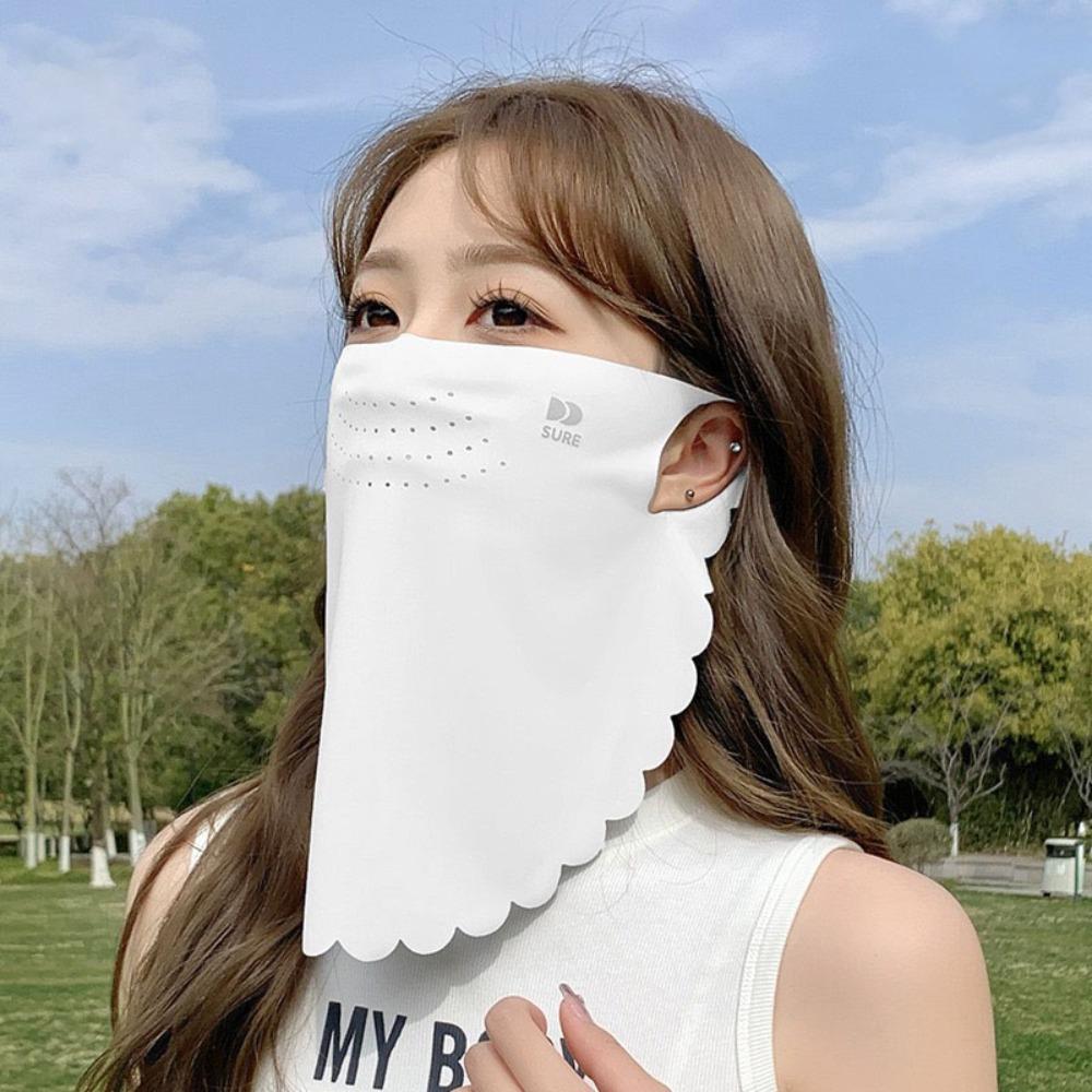 Solid Color Ice Silk Mask Summer Face Scarves Neck Wrap Cover Breathable Sunscreen Mask  Cycling