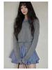 Yimeng 2025 Korean Style Patchwork Long Sleeve Knitted Cardigan for Women