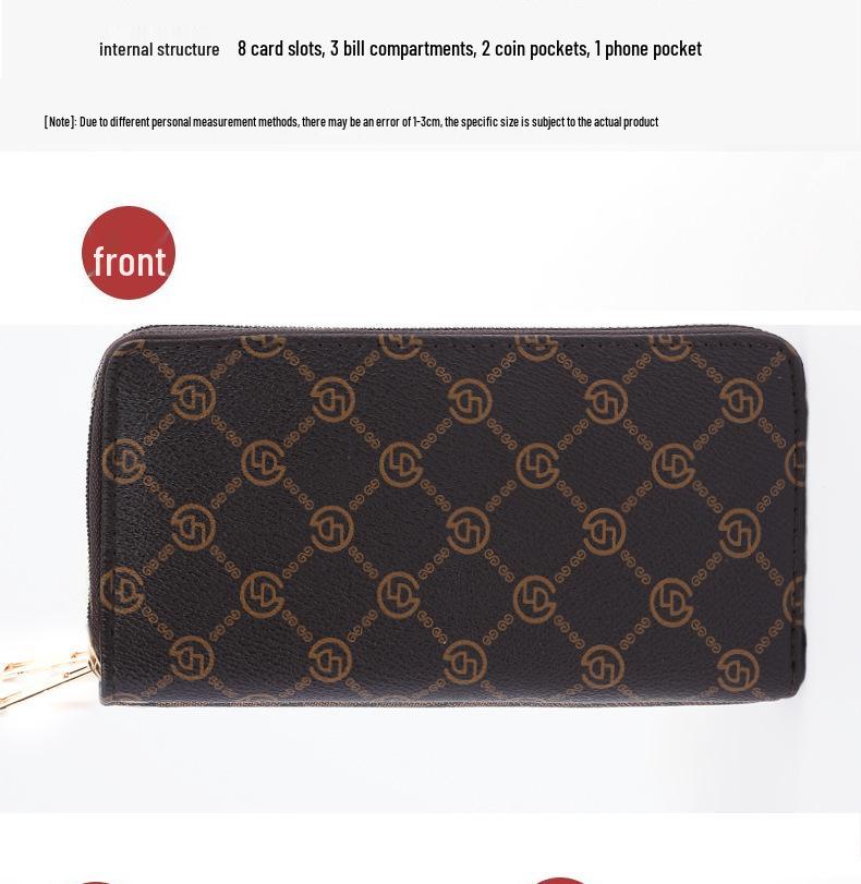 Women's Large Capacity Vintage Monogram Clutch: 2025 Double Zipper Long Wallet & Handheld Phone Bag