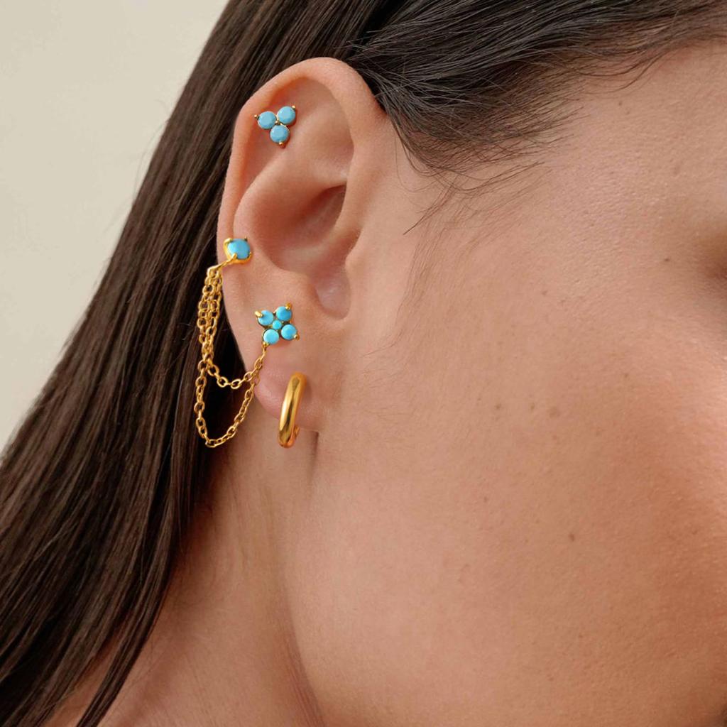 Youthway Delicate Turquoise Stone Earrings Set For Women Minimalist Gold Plated Stainless Steel Earrings Fashion Jewelry