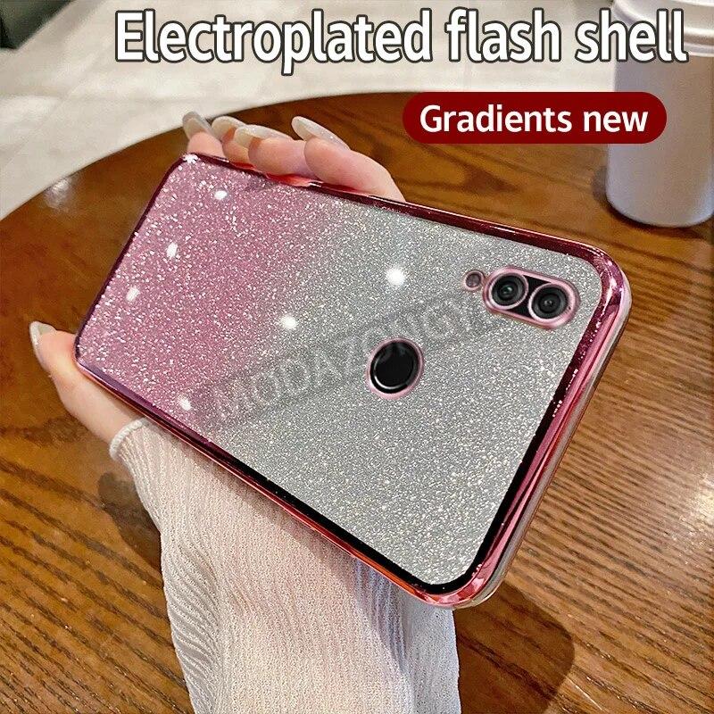 

Для Honor 8x чехол с гальваническим покрытием Роскошный мягкий блестящий чехол из ТПУ для сотового телефона Honor8x чехол для телефона для девочек и женщин Honor 8x розовый