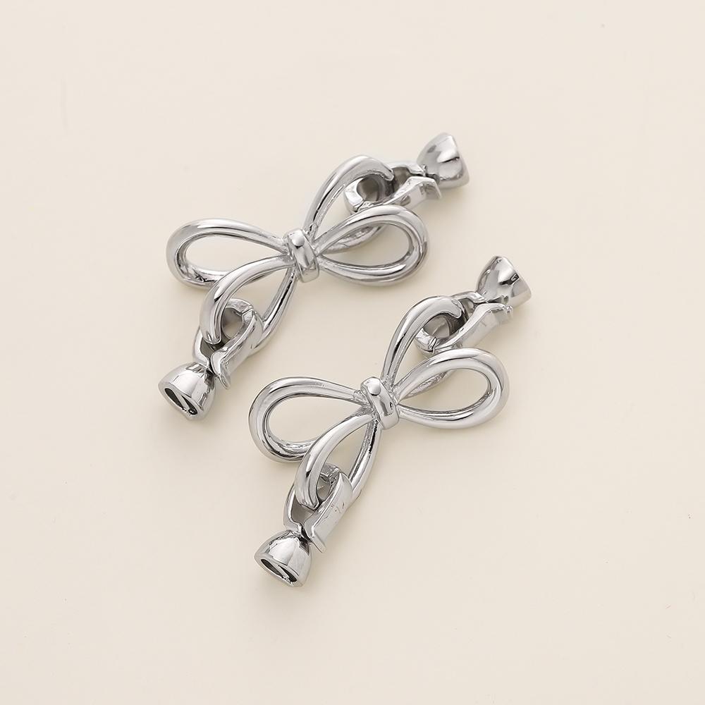 2/4pcs 14/18K Gold Color Plated Heart Bowknot Fasteners Closure Lock Connector Clasps For DIY Needlework Pearls Jewelry Making