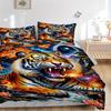 3pcs Tiger Fantasy Artwork Bedding Set - 1 Duvet Cover + 2 Pillowcases(Core Not Included), Machine Washable Polyester, All-Season Comfort, B