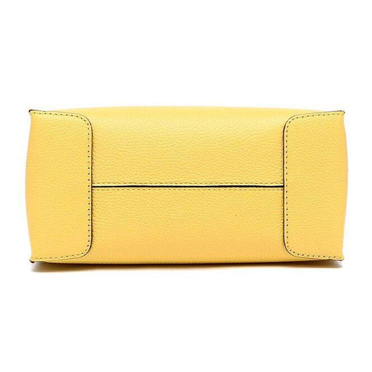 Michael Kors MK Mercer Solid Logo Pendant Litchi Texture Zipper Closure Leather Tote Bag Women Tote Yellow 35S1GM9M2L-DAFFODIL