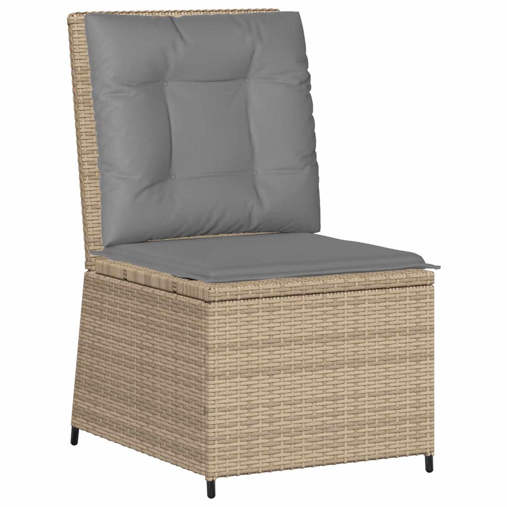 Garden Sofa with Cushions Beige and Grey Poly Rattan