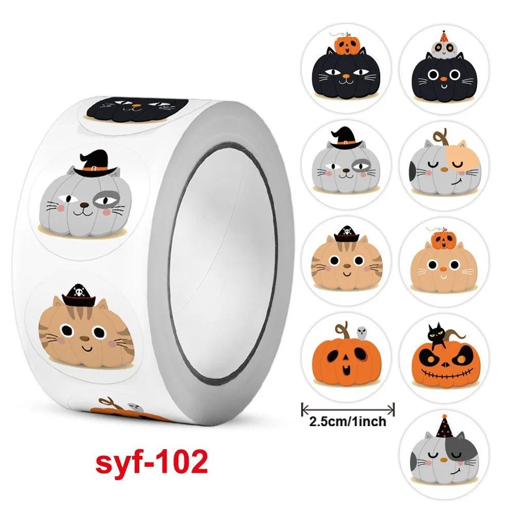 500Pcs 1 Inch Halloween Pumpkin Decor Labels Adhesive Sticker For Gifts Sealing Handmade Envelope Diy Stationery Stickers