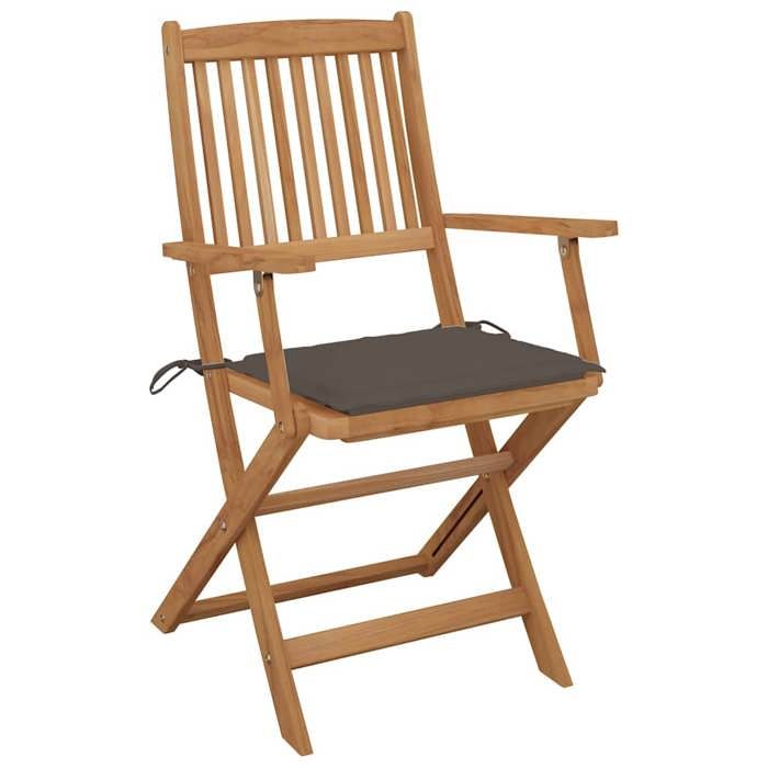 VidaXL Lot de 4 Chaises Pliables de Jardin avec Coussins, Sièges de Terrasse, Chaises de Salle à Manger, Meubles de Patio 3064625
