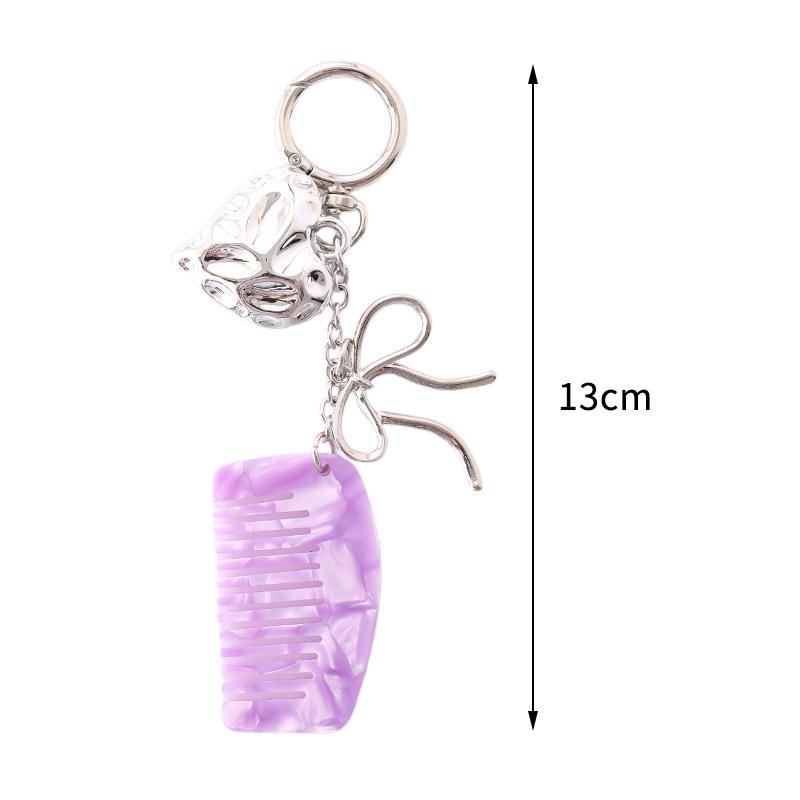 1Pcs Multi-Functional Alien Love Pendant Comb Keychain Car Keyring Decorative Heart Comb For Gifts Mobile Phone Hanging Decor