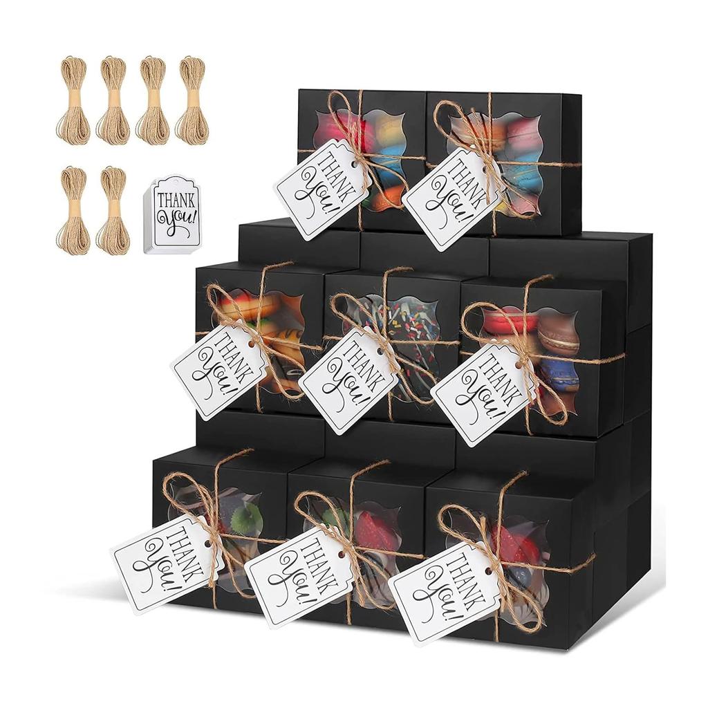 10pcs Khaki Clear Window Bakery Boxes Individual Cupcake Boxes Cookie Boxes Gift Box Gift Packing Box for Cookies Donuts Macaroon Mini Cake Boxes