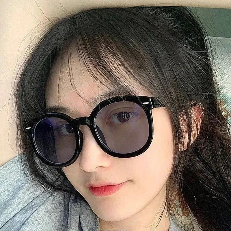 Large Round Frame Photochromic Myopia Glasses Men Women Oversized Color Changing Eyeglasses Vintage Fashion Near Sight Eyewear