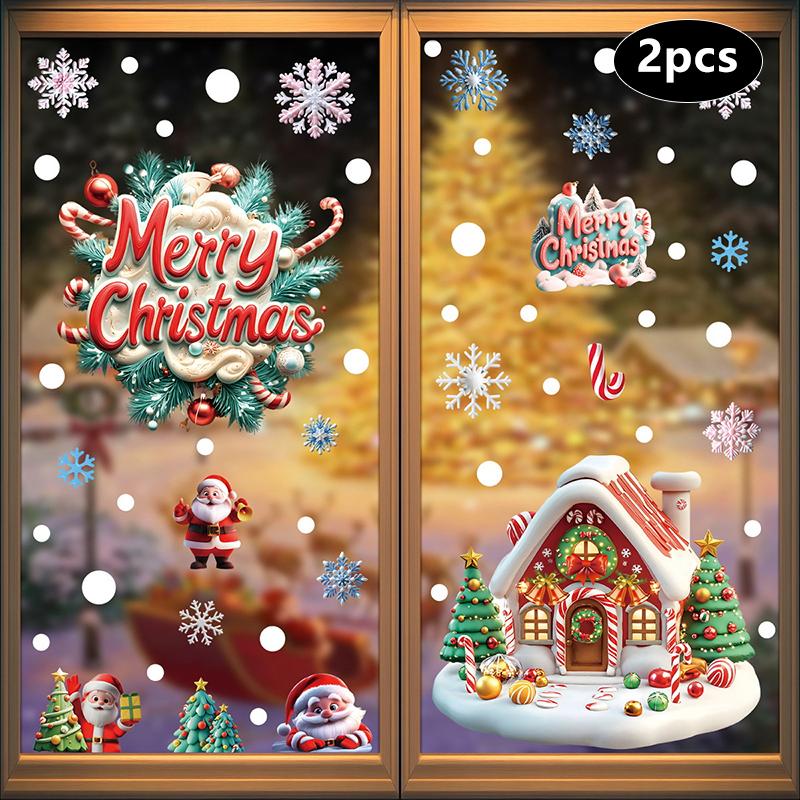 Creative Christmas Decorations, Electrostatic Stickers, Shop Window Decorations, Christmas Decorative Glass Stickers