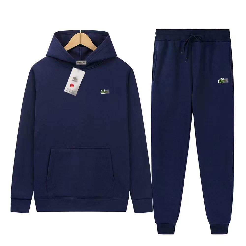 Bluza z kapturem i spodnie dresowe Unisex z haftowanym logo krokodyla - Modny strój casualowy