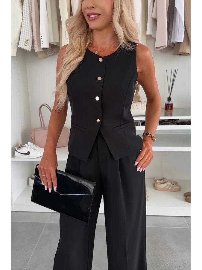 2025 Women's Elegant V-neck Vest & Long Pants Set
