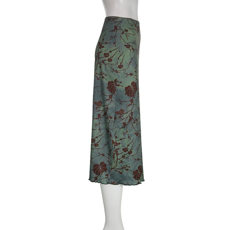 New Printed Loose A-line Skirts Women Fashion Summer Street Retro High Waisted Hip Hugging Skirts Spicy Girl Casual Simple Elegant Clothing