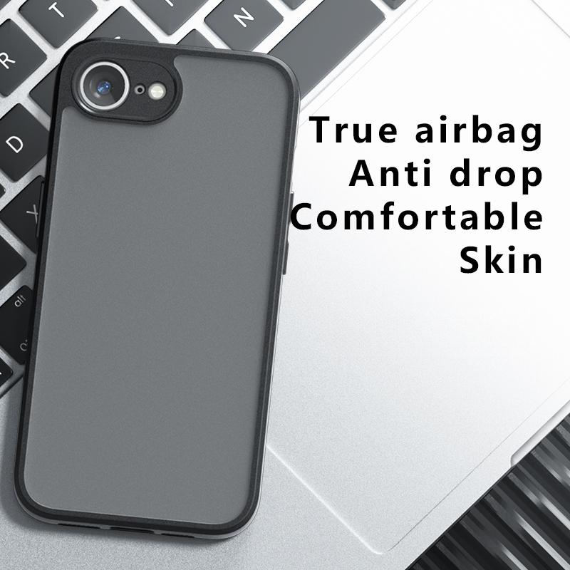 

For iPhone 16e Wholesale Case Skin-Touch TPU+PC Matte Phone Shell,Transparent Black A