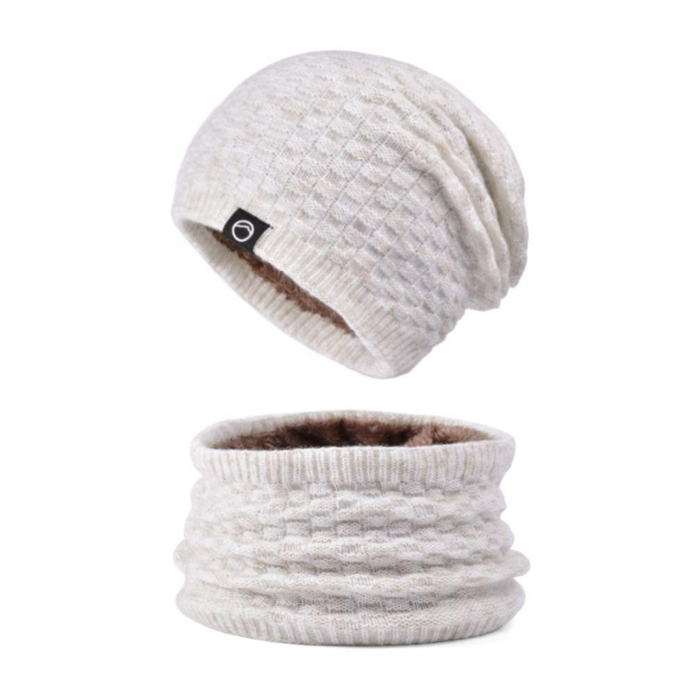 2PCS/Set Ear Protection Knitted Hat Warm Beanie Cap Gift Winter Warm Scarf  for Women