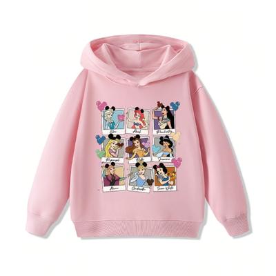 Disney Princess Childrens Hoodie Girls Clothing Disney Autumn and Winter Warm Fashionable Versatile Children's Hoodie Sweatshirt
