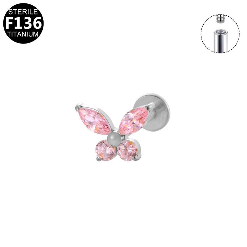 Titanium F136 Ear & Lip Stud with Internal Thread and Micro-Inlaid Design
