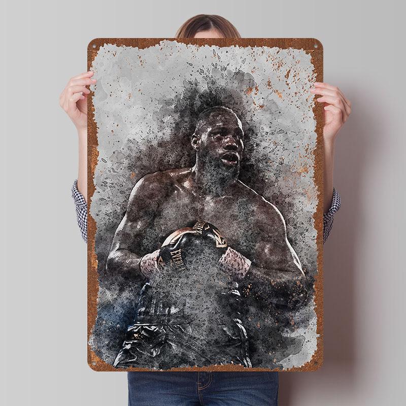 Deontay Wilder Boxer Metal Posters Custom Vintage Metal Signs Wall Art Tin Plaque for Man Cave Bedroom Decorations Home Decor