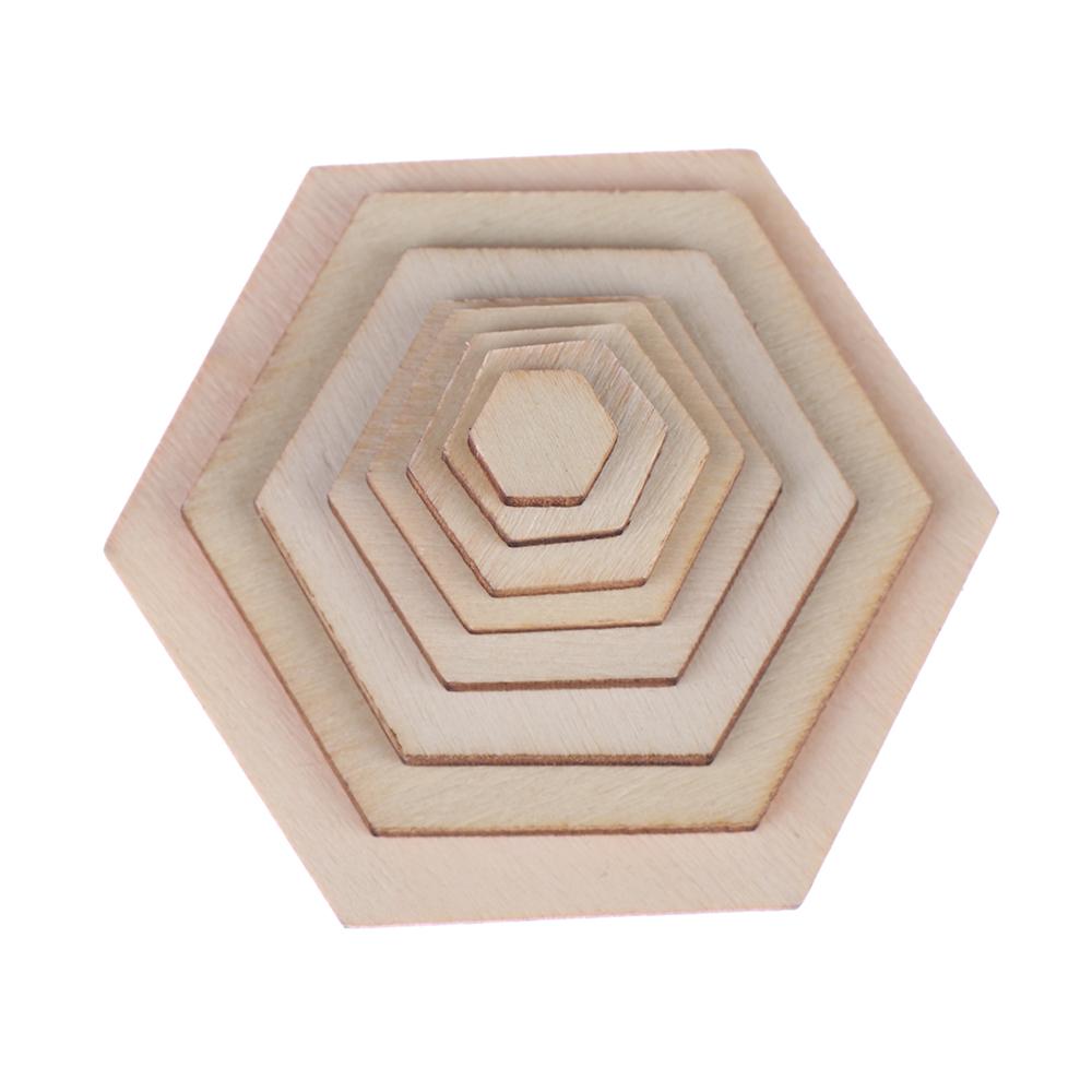 50/100 Stück Neue Sechseckige Form Holz DIY Lasergeschnittene Verzierungen Handwerk Dekoration Ornamente Hochzeit