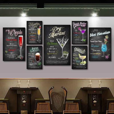 Graffiti Art High Foot Wine Glass Canvas Painting Bar Restaurant Wall Art Cocktail Menu Picture for Living Room Home Decor No Frame