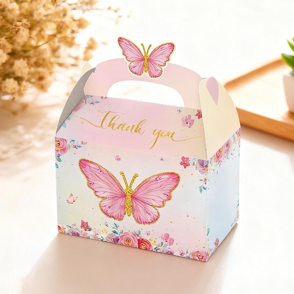 Rosa Schmetterling Teeparty Thema Süßigkeiten Geschenkbox