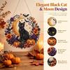 Halloween Black Cat Moon 5D Diamond Art Hanging Ornament Kit Double Sided