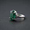 Natürlicher Grüner Smaragd Statement Ring, 925er Sterlingsilberschmuck, Handgefertigter Minimalistischer Eleganter Edelsteinring