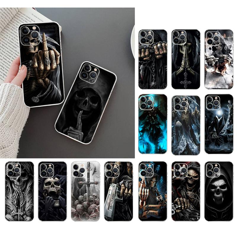 Phone Case For Iphone 17 Pro Max Air 16 15 14 13 Pro Max 15 16 Pro 15Plus Grim Reaper Skull Skeleton