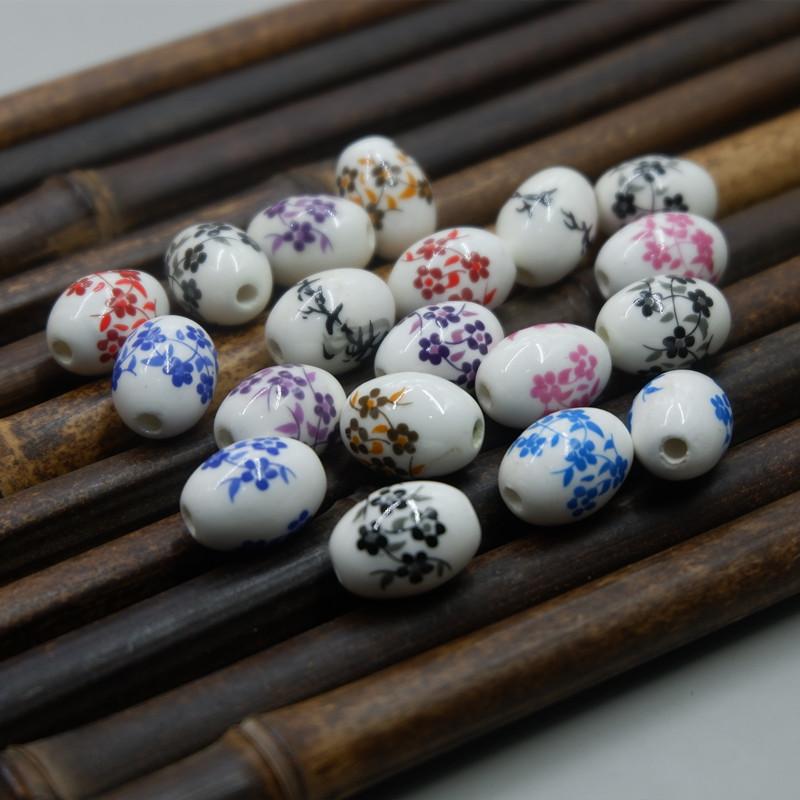 13 * 18 Loose Beads Ceramic Oval Beads, Jingdezhen Ceramic Beads Diy Ceramic Beads Chinese Knot Accessories Material