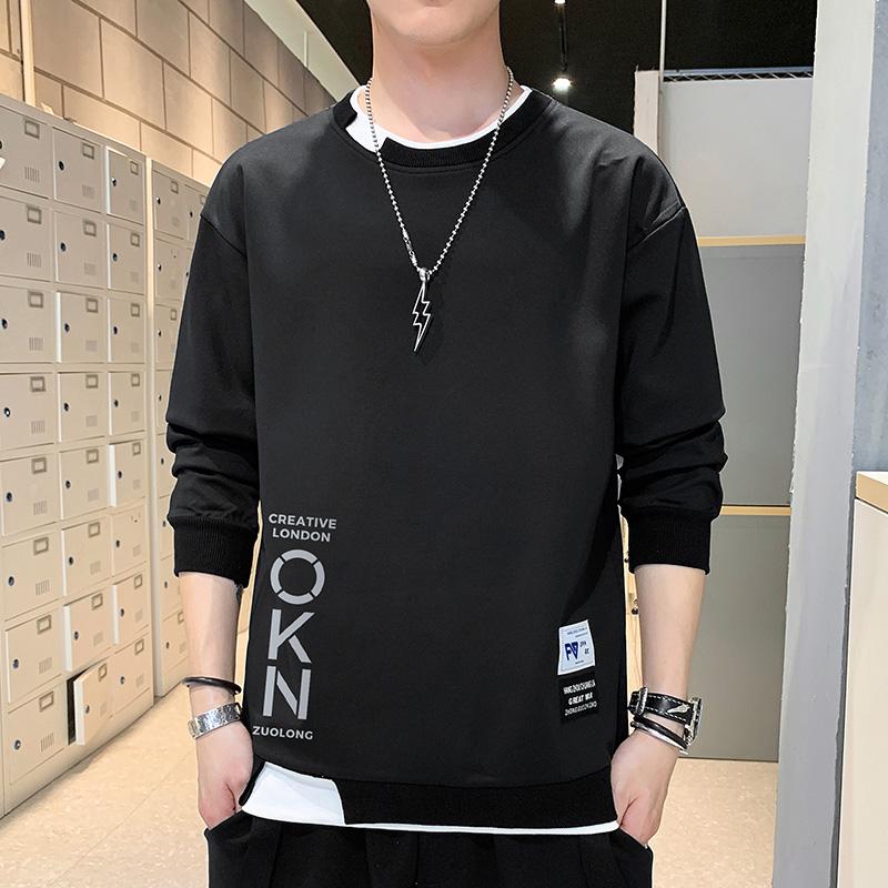 New Spring and Autumn Men's Sweatshirt Casual and Versatile Young Handsome Long-sleeved T-shirt Round Neck Men's Clothing