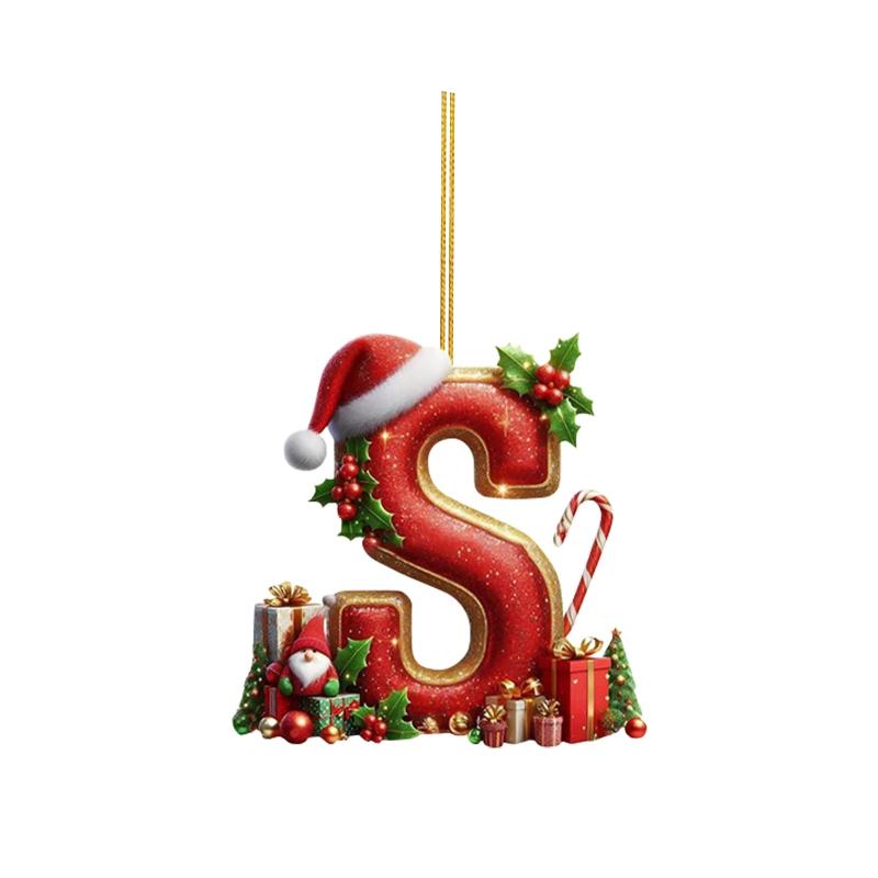 Christmas 26 Letters Ornament Flat Hanging Pendant Personalized Holiday Festive Tree Decor Gift For Christmas Party Ornament