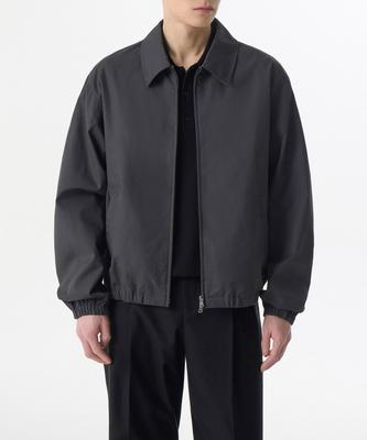 Cotton Minimal Blouson Jacket [Dark Gray]