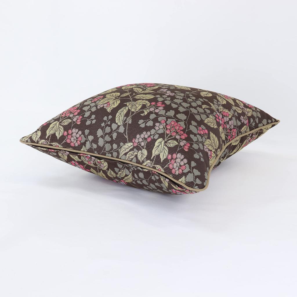 Kawashima Selkon Cushion Juneberry Made in Natural Cover, Brown, 45x45cm, LL1019, Japan, Washable, Botanical,