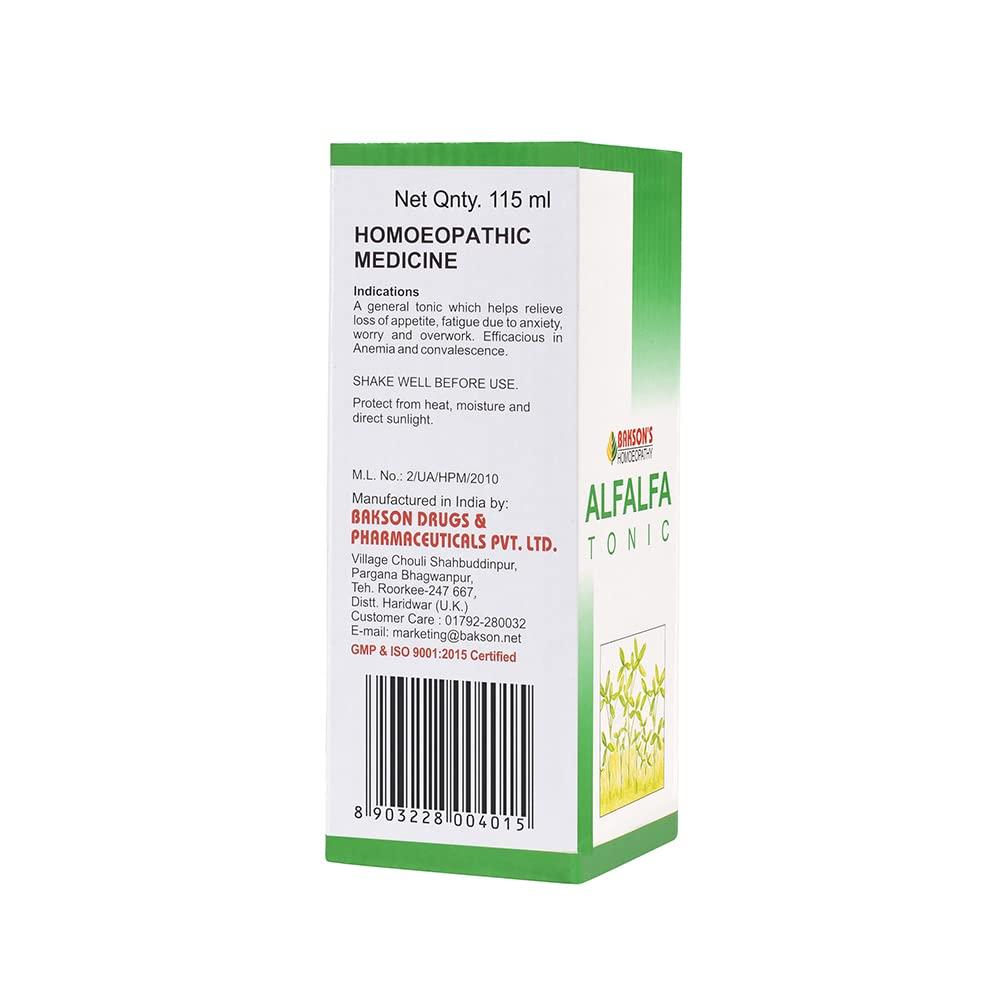 Bakson Alfalfa Tonic Syrup Appetite Support Energy Wellness Supplement 115 Ml X Pack Of 2 For Daily Vitality Balance