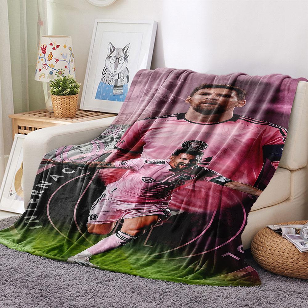 1PC Lionel Messi Patterned Flannel Blanket Suitable For All Seasons for Home Decor Warmth and Comfort Gifts Holiday Present