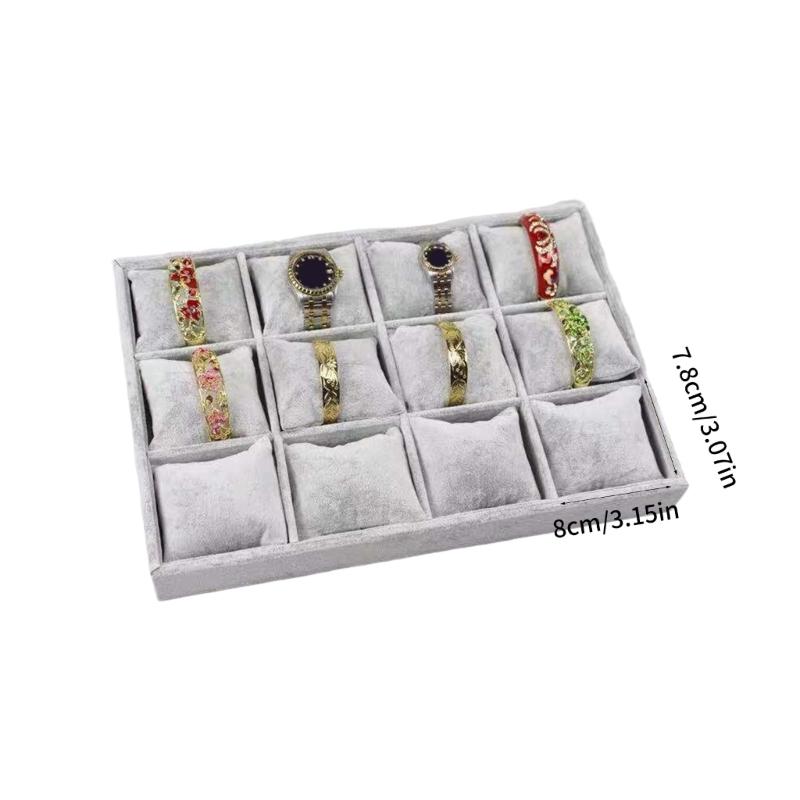 Plush Watch Display Trays Featuring 12 Grids For Organized Jewelry Presentation Luxury Flannel Jewelry Display Box