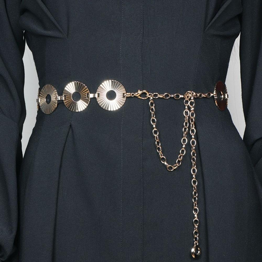 Adjustable Circular Belt Gold Silver Chain Waistband Sexy Metal Chain Belt  For Women