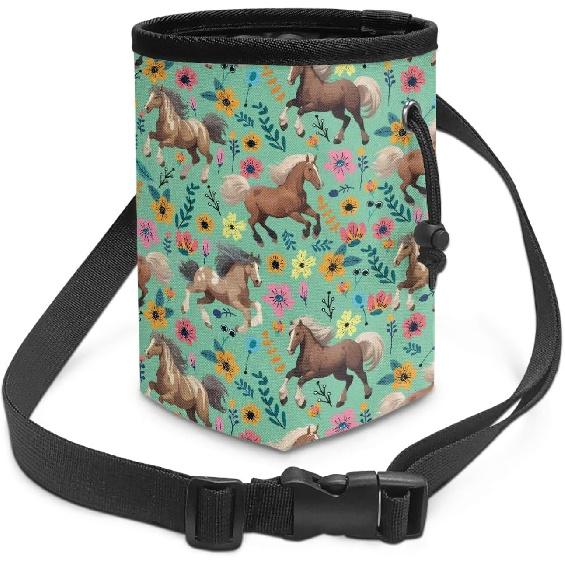 Horse Floral Dog Treat Pouch Versatile Puppy Dog Training Treat Bag Dog Food Dispenser Reward Pouch Perfect for Long Walks Or Training, 3 Ways To