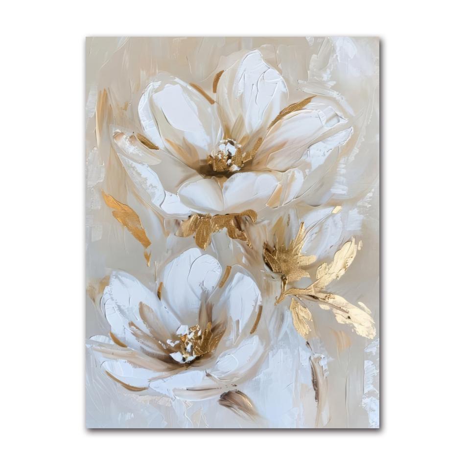 Abstract White Gold Flowers Canvas Modern Nordic Plant Posters And Prints Wall Art Pictures For Living Room Home Decor